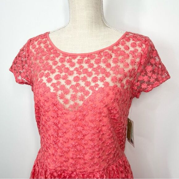 NWT Artelier NM Anthropology Pink Rose Embroidered Fit Flare Floral Dress 10 - Picture 3 of 9